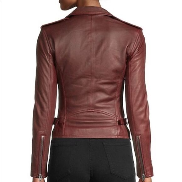 NWT IRO NEWHAN HAN LAMB JACKET RED BROWN CAMEL - Picture 2 of 7